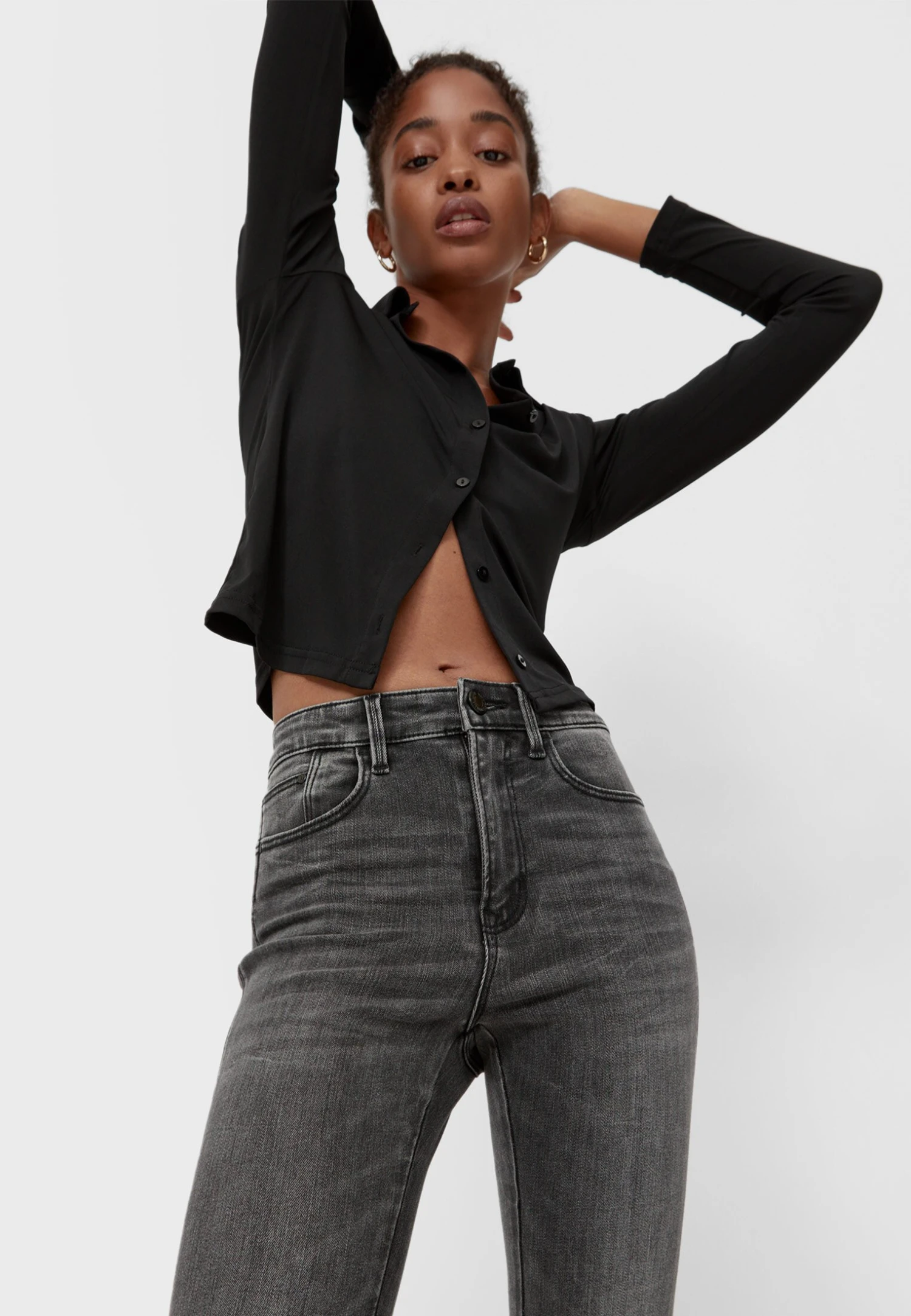 Stradivarius Mit Hohem Bund - Jean Slim - Dark Grey 6 Stradivarius Mit Hohem Bund - Jean Slim - Dark Grey - Image 4