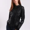 Lee Cooper Leather Jacket With Round Collar - 2 Zipped Side Pockets - - Veste En Cuir - Black -Mode Soldes 340d7345e1b24b62840917511282b323