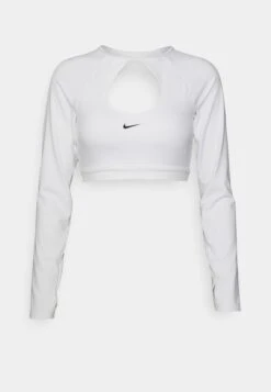 Nike Performance Bra Crop - T-Shirt À Manches Longues - White/Black -Mode Soldes 9b01c8f927554c288b966f250c8bebc9