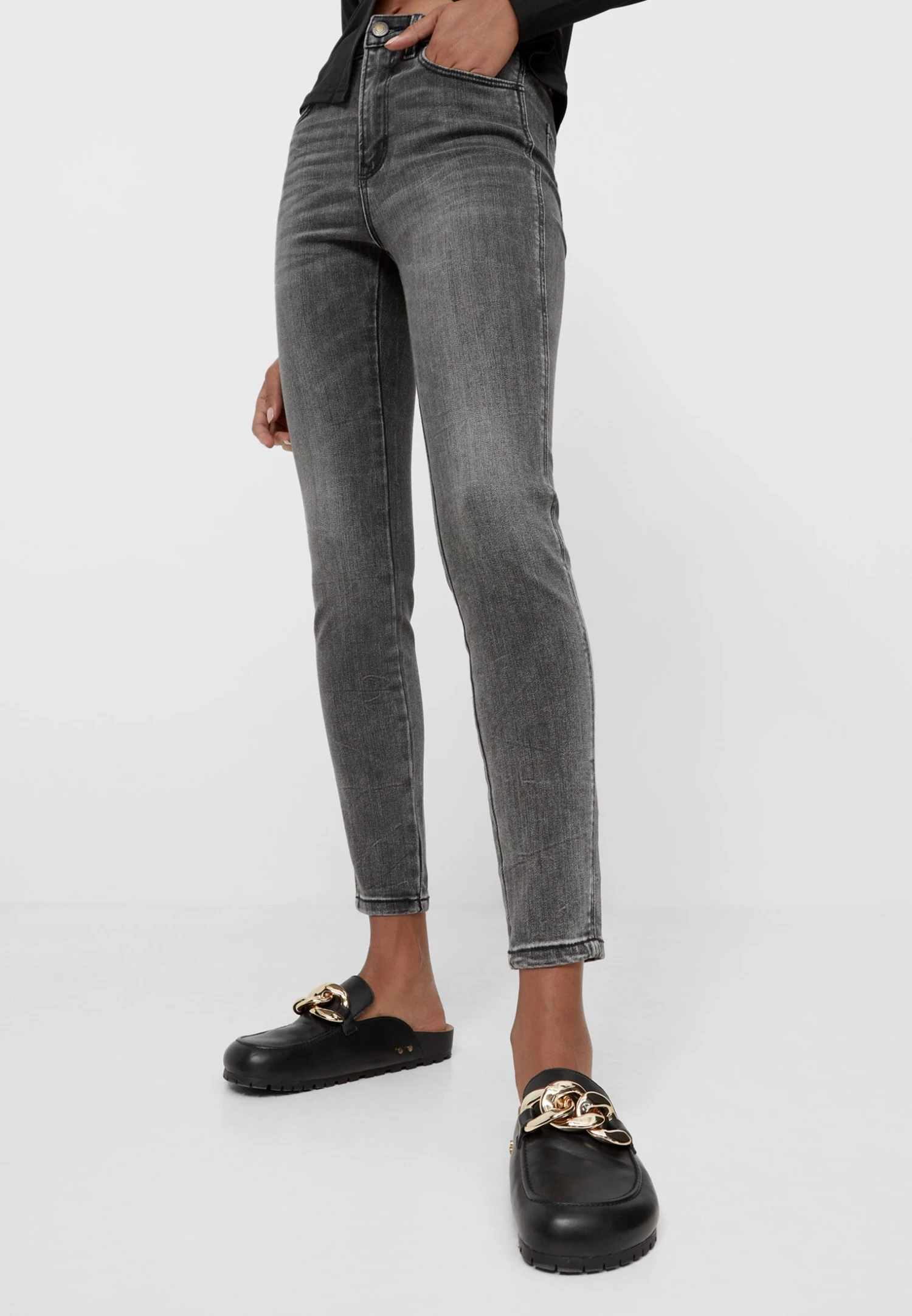 Stradivarius Mit Hohem Bund - Jean Slim - Dark Grey 3 Stradivarius Mit Hohem Bund - Jean Slim - Dark Grey